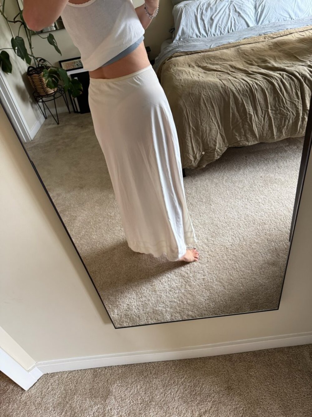 Vintage Lorraine Creamy Off White Long Maxi Slip Skirt Large - Picture 3 of 7